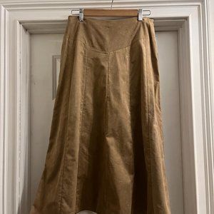 Coldwater Creek Women's Midi Skirt Tan Suede A-Line Size S With Zipper
